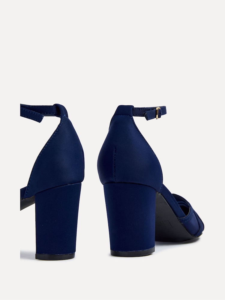 Linzi Blue Tasha Scuba Block Court Heels With Mesh Front Detail - Image 5 of 5