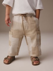 Stone Patchwork Wide Leg Pull On Cargo 100% Cotton Jeans (3mths-7yrs) - Image 1 of 8