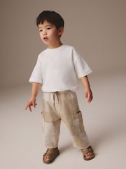Stone Patchwork Wide Leg Pull On Cargo 100% Cotton Jeans (3mths-7yrs) - Image 2 of 8