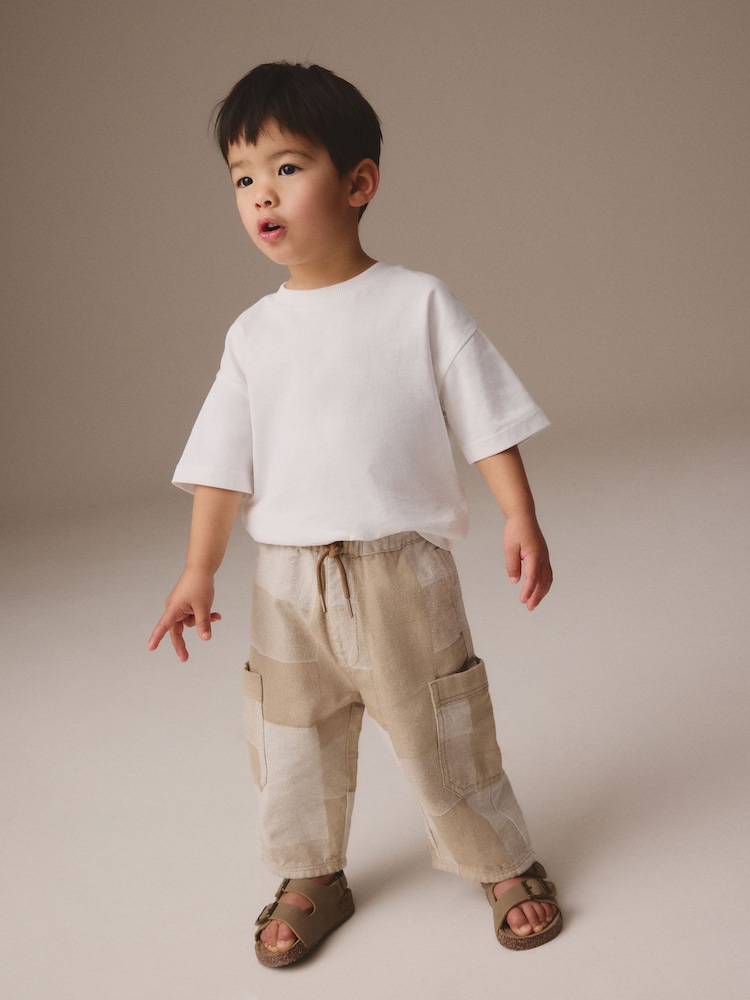 Stone Patchwork Wide Leg Pull On Cargo 100% Cotton Jeans (3mths-7yrs) - Image 2 of 8 Stone Patchwork Wide Leg Pull On Cargo 100% Cotton Jeans (3mths-7yrs) - Image 2 of 8