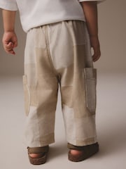 Stone Patchwork Wide Leg Pull On Cargo 100% Cotton Jeans (3mths-7yrs) - Image 3 of 8