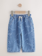 Mid Blue All Over Print Wide Leg Pull On 100% Cotton Jeans (3mths-7yrs) - Image 5 of 7