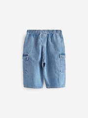 Mid Blue Denim Wide Leg Pull On Cargo 100% Cotton Jeans (3mths-7yrs) - Image 6 of 8