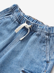 Mid Blue Denim Wide Leg Pull On Cargo 100% Cotton Jeans (3mths-7yrs) - Image 7 of 8