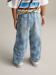 Light Blue Denim Checkerboard 100% Cotton Jeans (3mths-7yrs) - Image 2 of 9