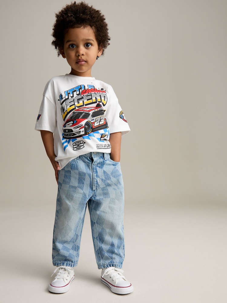 Denim bleu clair - 100% coton Jeans à damier ( Bébé 1/2 mois3- 27ans) - Image 3 of 9