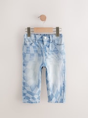Light Blue Denim Checkerboard 100% Cotton Jeans (3mths-7yrs) - Image 5 of 9