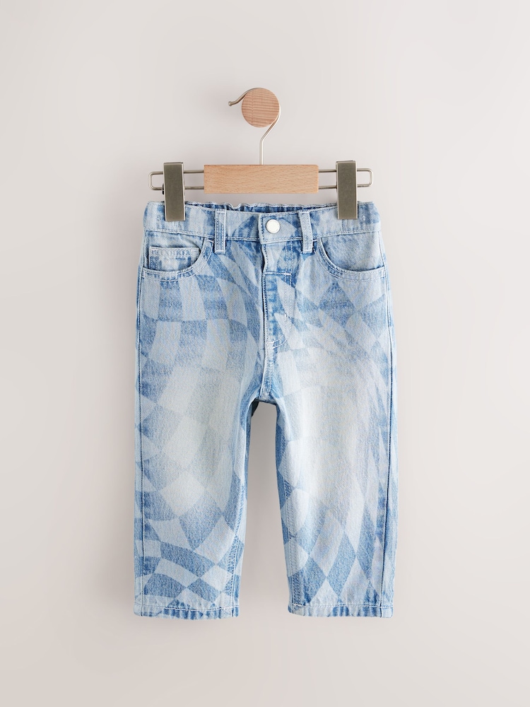 Denim bleu clair - 100% coton Jeans à damier ( Bébé 1/2 mois3- 27ans) - Image 5 of 9