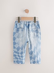 Light Blue Denim Checkerboard 100% Cotton Jeans (3mths-7yrs) - Image 6 of 9