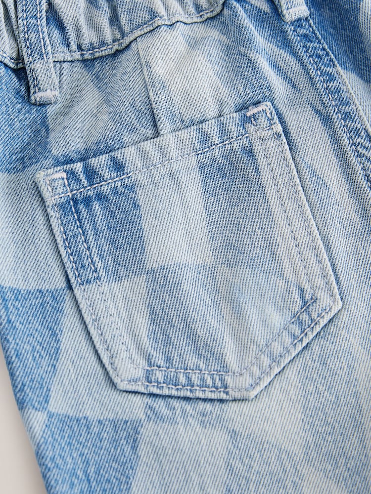 Light Blue Denim Checkerboard 100% Cotton Jeans (3mths-7yrs) - Image 9 of 9