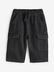 Black Denim Wide Leg Pull On Cargo 100% Cotton Jeans (3mths-7yrs) - Image 5 of 8