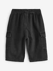 Black Denim Wide Leg Pull On Cargo 100% Cotton Jeans (3mths-7yrs) - Image 6 of 8