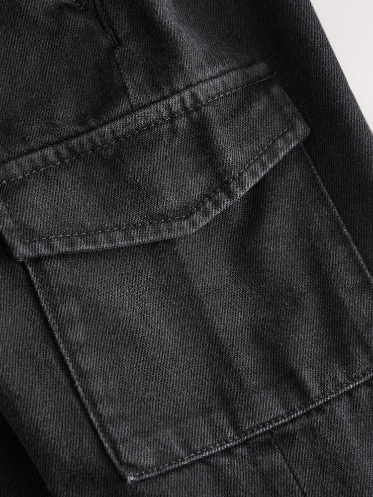 Black Denim Wide Leg Pull On Cargo Jeans (3mths-7yrs) - Image 9 of 9 Black Denim Wide Leg Pull On Cargo Jeans (3mths-7yrs) - Image 9 of 9