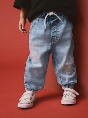 Light Blue 100% Cotton Graffiti Print Jeans (3mths-7yrs) - Image 1 of 9