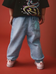 Light Blue 100% Cotton Graffiti Print Jeans (3mths-7yrs) - Image 3 of 9