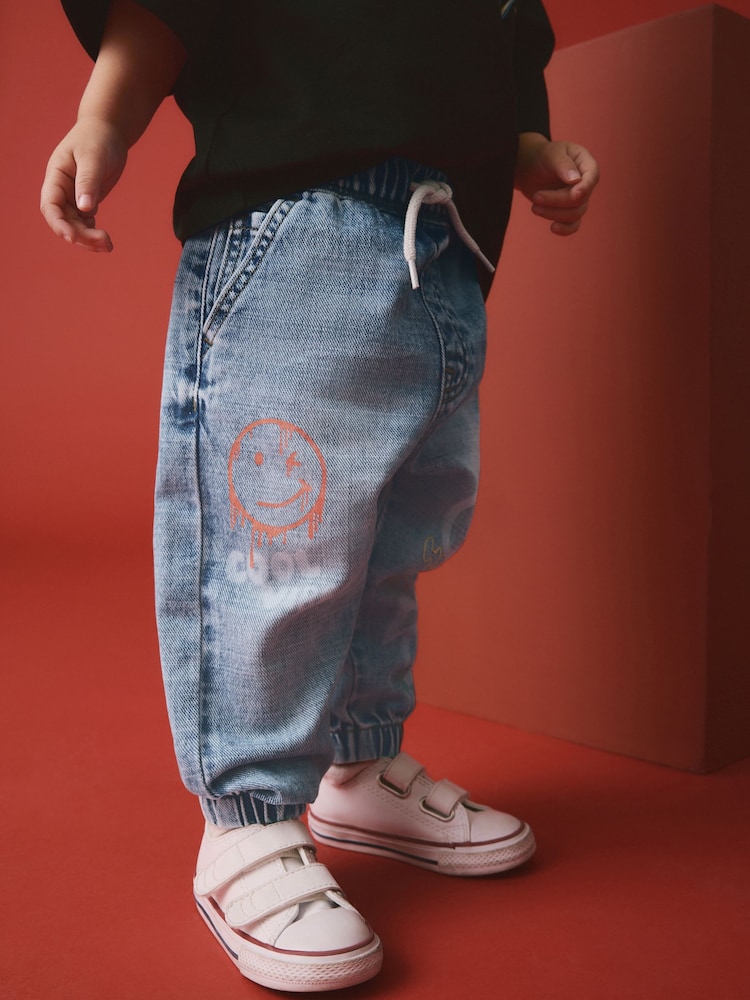 Light Blue 100% Cotton Graffiti Print Jeans (3mths-7yrs) - Image 4 of 9