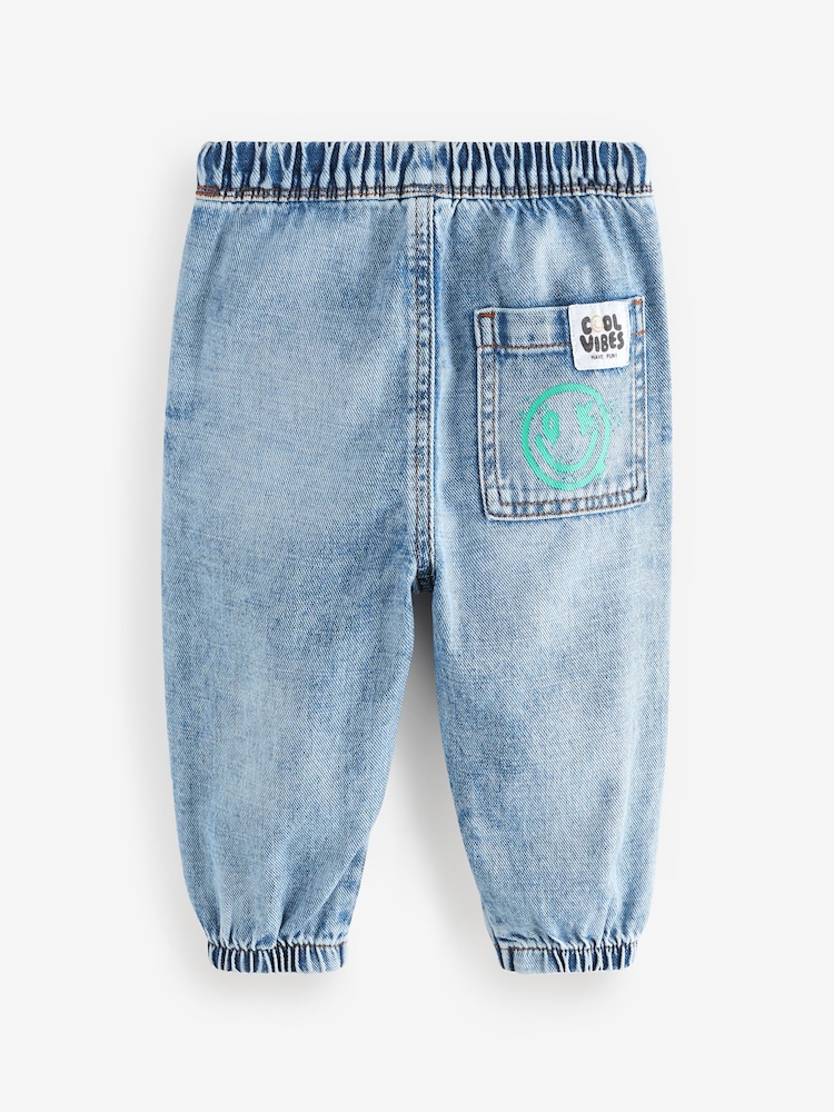 Light Blue 100% Cotton Graffiti Print Jeans (3mths-7yrs) - Image 6 of 9
