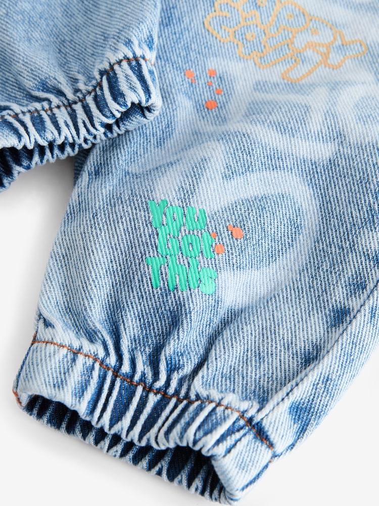 Light Blue 100% Cotton Graffiti Print Jeans (3mths-7yrs) - Image 7 of 9