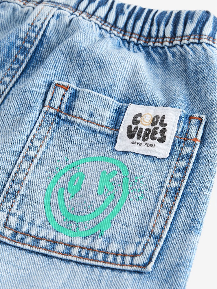 Light Blue 100% Cotton Graffiti Print Jeans (3mths-7yrs) - Image 8 of 9