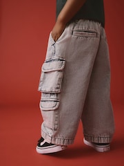 Grey Denim 100% Cotton Cargo Trouser Jeans (3mths-7yrs) - Image 2 of 4
