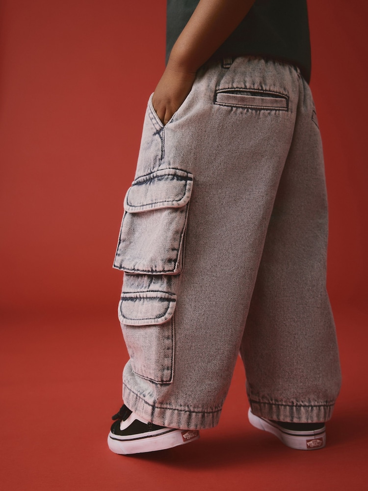 Grey Denim 100% Cotton Cargo Trouser Jeans (3mths-7yrs) - Image 2 of 4