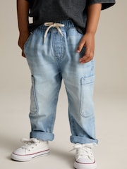 Light Blue Denim 100% Cotton Cargo Jeans (3mths-7yrs) - Image 1 of 9