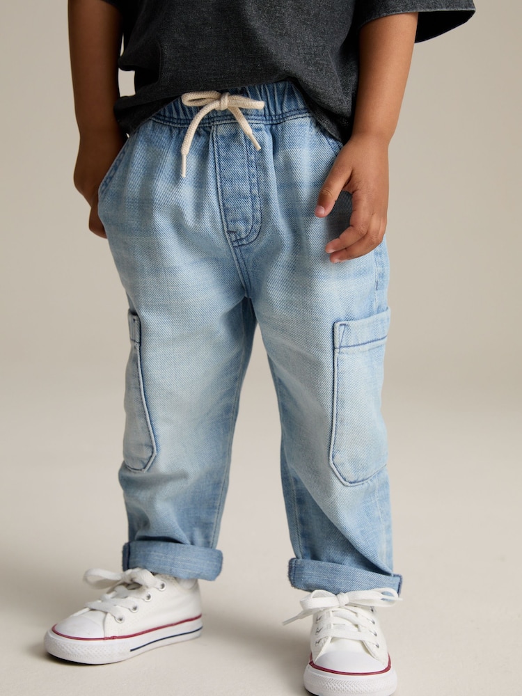 Light Blue Denim 100% Cotton Cargo Jeans (3mths-7yrs) - Image 1 of 9