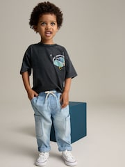 Light Blue Denim 100% Cotton Cargo Jeans (3mths-7yrs) - Image 3 of 9