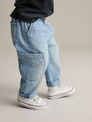 Light Blue Denim 100% Cotton Cargo Jeans (3mths-7yrs) - Image 4 of 9