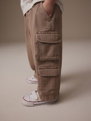 Tan Brown 100% Cotton Cargo Trouser Jeans (3mths-7yrs) - Image 4 of 8