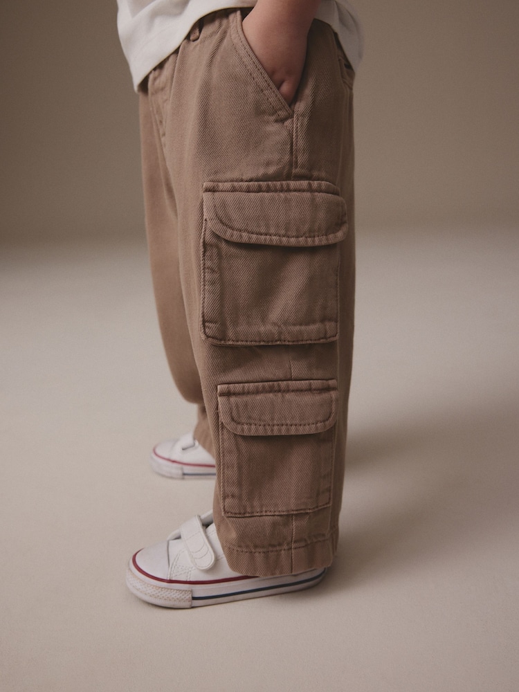 Lichtbruin - 100% Cotton Cargo Trouser Jeans (3mths-7yrs) - Image 4 of 8