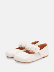 Angel & Rocket Ivory Natural Mary Jane Lace Shoes - Image 1 of 4