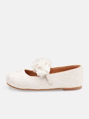 Angel & Rocket Ivory Natural Mary Jane Lace Shoes - Image 2 of 4