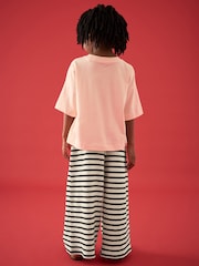 Orange/White Oversized Chilli 100% Cotton Graphic Print T-Shirt with Wide Leg Crochet Trousers (3-16yrs) - Image 3 of 8