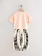 Orange/White Oversized Chilli 100% Cotton Graphic Print T-Shirt with Wide Leg Crochet Trousers (3-16yrs) - Image 5 of 8