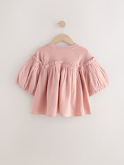 Pink 100% Cotton Puff Sleeve Peplum T-Shirt (3-16yrs) - Image 5 of 7
