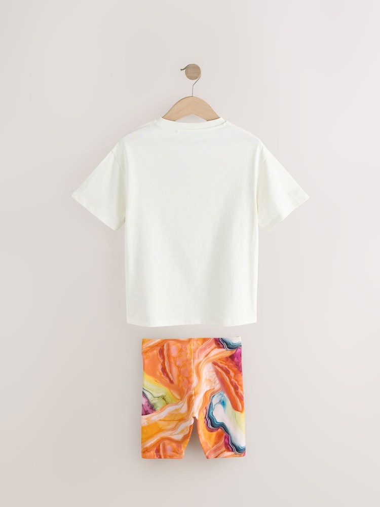 Ecru Butterfly Oversized T-Shirt Cycle Top and Shorts Set (3-16yrs) - Image 7 of 9