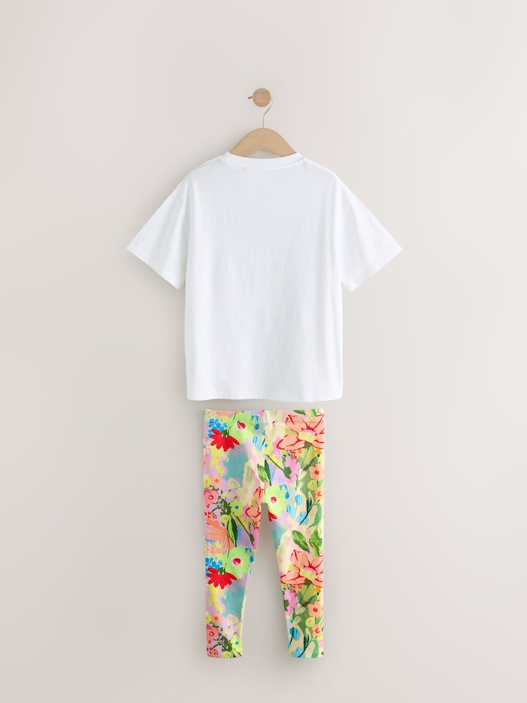 White Sequin Unicorn Oversized T-Shirt and Leggings Set (3-16yrs) - Image 6 of 8