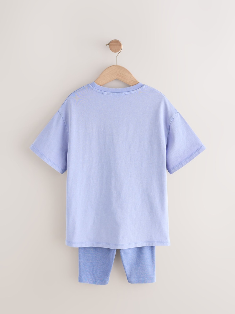 Lilac Purple Oversized T-Shirt And Cycle Shorts Top & Shorts Set (3-16yrs) - Image 6 of 9