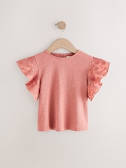 Rust Brown Cornelli Frill Sleeve 100% Cotton T-Shirt (3-16yrs) - Image 4 of 7