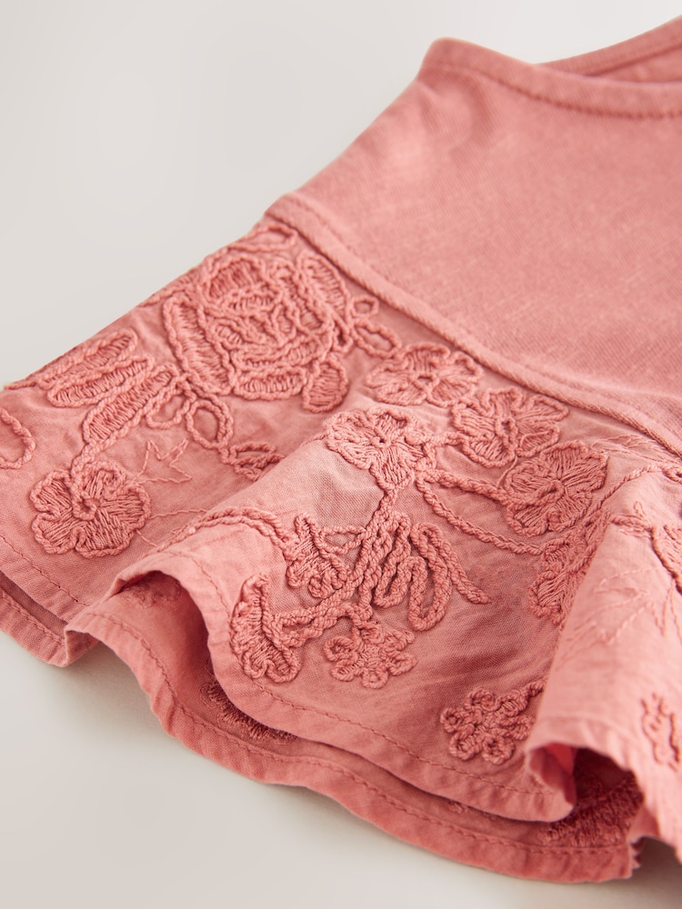 Rust Brown Cornelli Frill Sleeve 100% Cotton T-Shirt (3-16yrs) - Image 6 of 7