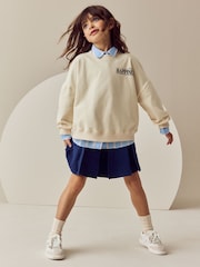 Blue/Ecru Oversized Sweatshirt and Pleated Skort Set (3-16yrs) - Image 1 of 7
