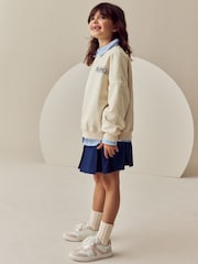 Blue/Ecru Oversized Sweatshirt and Pleated Skort Set (3-16yrs) - Image 2 of 7