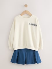 Blue/Ecru Oversized Sweatshirt and Pleated Skort Set (3-16yrs) - Image 4 of 7