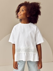 Ecru Lace Frill Hem T-Shirt (3-16yrs) - Image 1 of 7