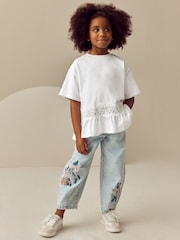 Ecru Lace Frill Hem T-Shirt (3-16yrs) - Image 2 of 7