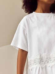Ecru Lace Frill Hem T-Shirt (3-16yrs) - Image 3 of 7