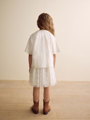 Ecru Oversized Floral Print T-Shirt with Jersey Lace Skirt Dress (3-12yrs) - Image 4 of 9