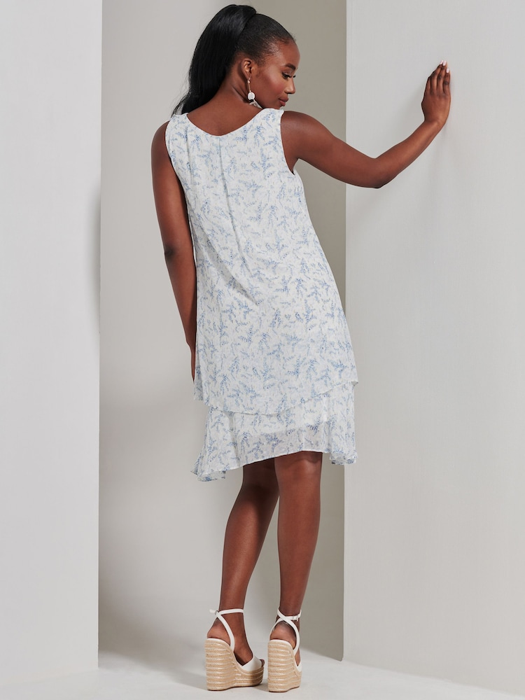 Jolie Moi White Frill Chiffon Mini Swing Dress - Image 2 of 6