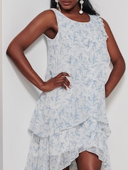 Jolie Moi White Frill Chiffon Mini Swing Dress - Image 3 of 6